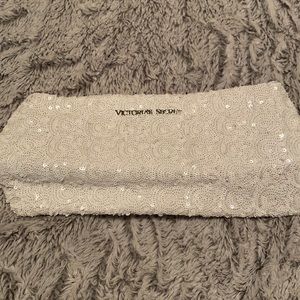 Victoria Secret Off-White Sequin Clutch/Makeup Bag